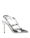Valentino Mirror Effect Rockstud Pump In Silver