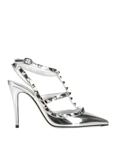 VALENTINO GARAVANI VALENTINO GARAVANI WOMAN PUMPS SILVER SIZE 10.5 LEATHER