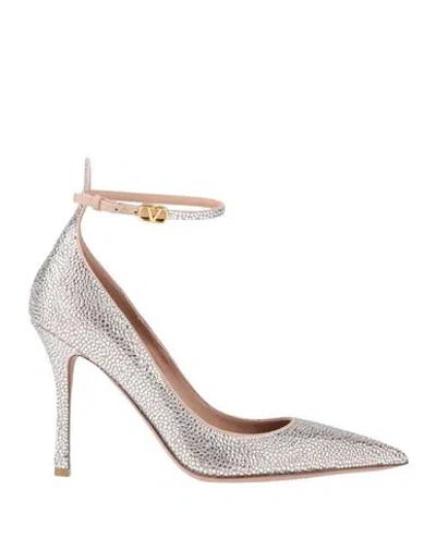 Valentino Garavani Woman Pumps Taupe Size 7.5 Leather In Grey
