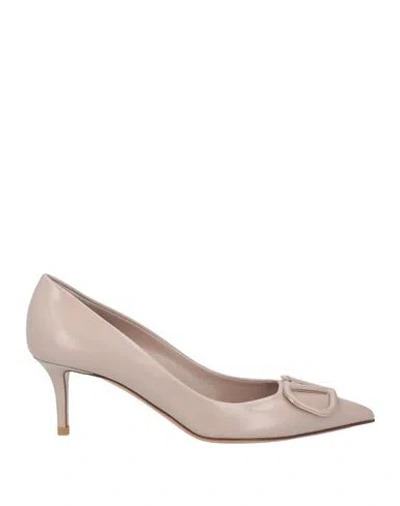 Valentino Garavani Woman Pumps Taupe Size 8 Leather In Grey