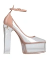 VALENTINO GARAVANI VALENTINO GARAVANI WOMAN PUMPS TRANSPARENT SIZE 8.5 PLASTIC, LEATHER