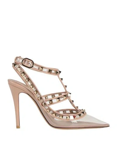 Valentino Garavani Woman Pumps Transparent Size 8 Textile Fibers, Plastic