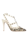 Valentino Garavani Woman Pumps White Size 8 Leather, Textile Fibers