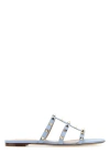 Valentino Garavani Rockstud Flat Slide Sandal Woman Blue 39.5 In Blue