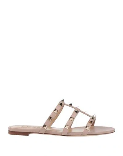Valentino Garavani Woman Sandals Antique Rose Size 8 Leather In Pink