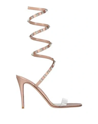 Valentino Garavani Woman Sandals Antique Rose Size 8 Textile Fibers In Pink