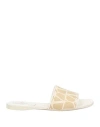 Valentino Garavani Woman Sandals Beige Size 6 Textile Fibers, Leather In Beige