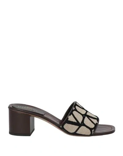 Valentino Garavani Woman Sandals Beige Size 6.5 Leather, Textile Fibers