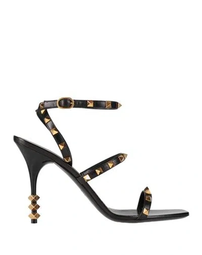 Valentino Garavani Woman Sandals Black Size 10.5 Leather