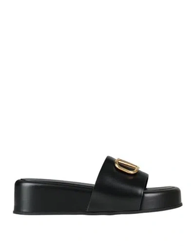 Valentino Garavani Woman Sandals Black Size 11.5 Soft Leather