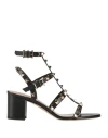Valentino Rockstud Leather 60mm City Sandals In Black