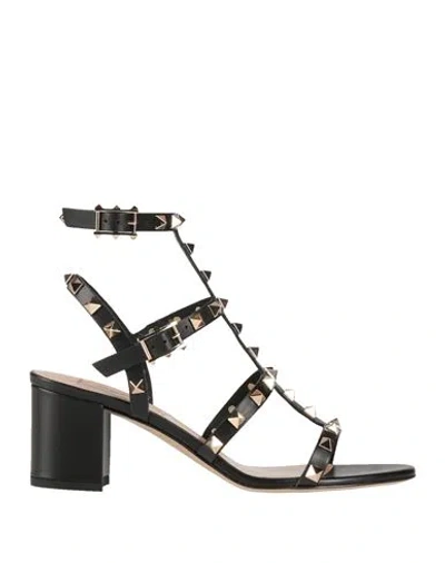 VALENTINO GARAVANI VALENTINO GARAVANI WOMAN SANDALS BLACK SIZE 11.5 LEATHER
