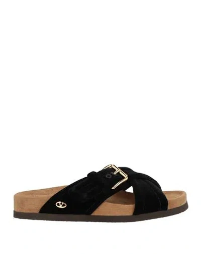 Valentino Garavani Fussfriend Velvet Slide Sandal 30mm In Black
