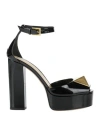 Valentino Black One Stud Platform Heels In Black