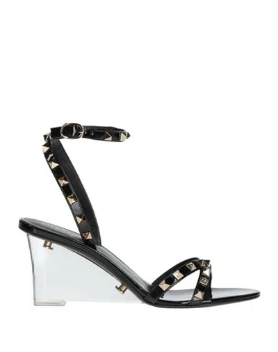 Valentino Garavani Woman Sandals Black Size 6.5 Leather