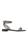 Valentino Garavani Woman Sandals Black Size 6.5 Leather, Plastic
