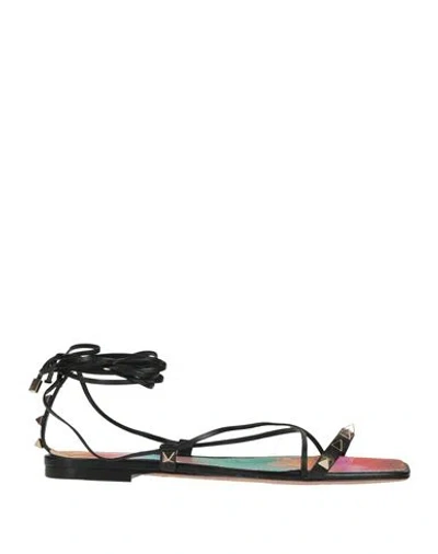 Valentino Garavani Woman Sandals Black Size 7 Leather