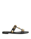 Valentino Womens Leather Studded T-strap Sandals In Black