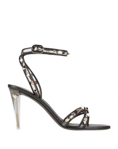 Valentino Garavani Woman Sandals Black Size 7.5 Rubber