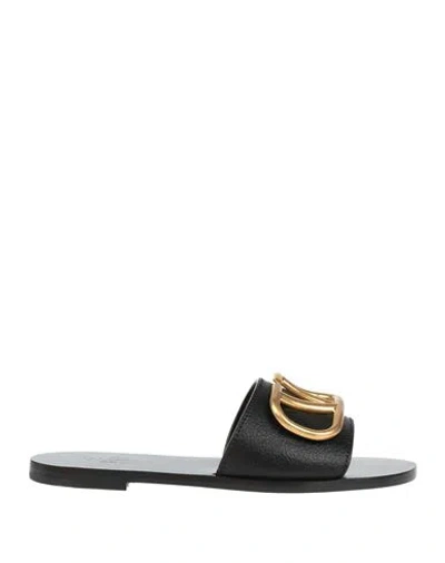 Valentino Garavani Vlogo Leather Slides In Black