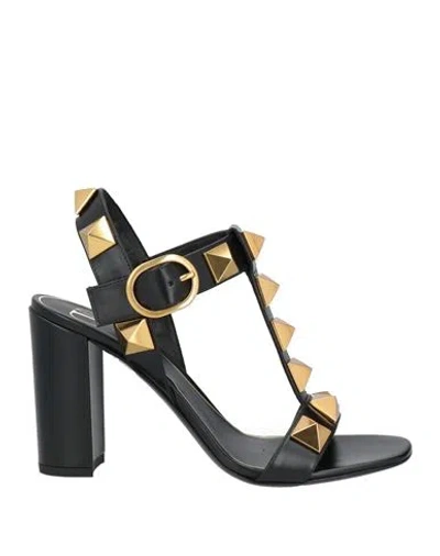 Valentino Garavani Woman Sandals Black Size 8 Leather