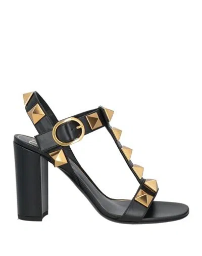Valentino Garavani Valentino Roman Stud 90 Leather Sandal In Black