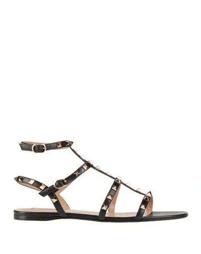 Valentino Garavani Woman Sandals Black Size 8 Leather