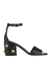 Valentino Womens Leather Sandal Ankle Strap In Black