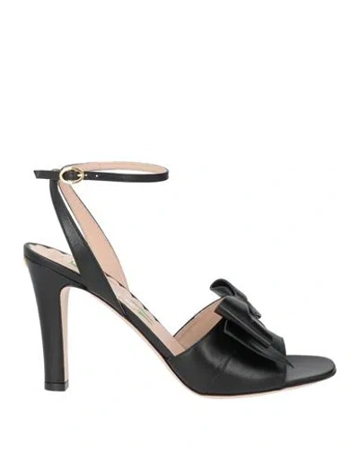 Valentino Garavani Woman Sandals Black Size 8 Leather In Multi