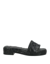 Valentino Black Quilted Nappa Leather Quiltie 67 Slide Sandals In Black