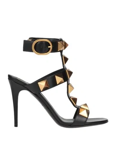 Valentino Garavani Woman Sandals Black Size 6.5 Soft Leather