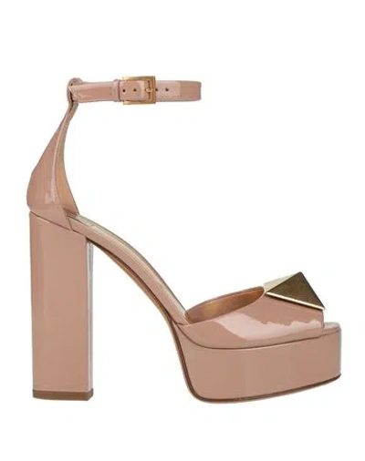 Valentino Garavani Woman Sandals Blush Size 11 Leather In Pink