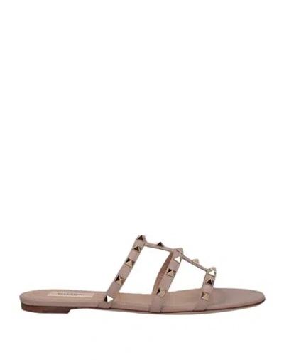Valentino Garavani Woman Sandals Blush Size 11 Leather In Brown