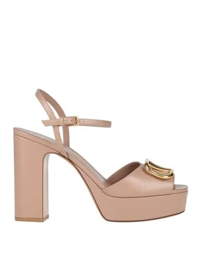 Valentino Garavani Woman Sandals Blush Size 11 Leather In Pink