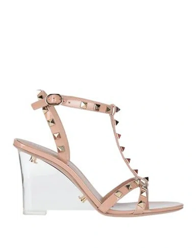 Valentino Garavani Woman Sandals Blush Size 6 Leather In Pink