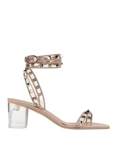 Valentino Garavani Woman Sandals Blush Size 7 Leather In Pink