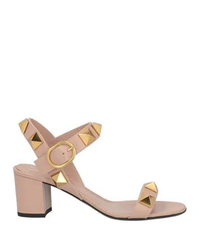 Valentino Garavani Woman Sandals Blush Size 7.5 Leather In Pink