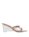 Valentino Garavani Woman Sandals Blush Size 8 Leather, Pvc - Polyvinyl Chloride In Pink