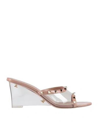 Valentino Garavani Woman Sandals Blush Size 8 Leather, Pvc - Polyvinyl Chloride In Pink