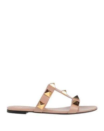 Valentino Garavani Woman Sandals Blush Size 9 Textile Fibers In Pink