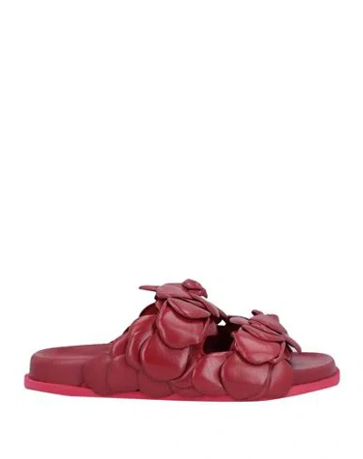 Valentino Garavani Woman Sandals Brick Red Size 8 Soft Leather In Red