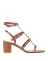 Valentino Garavani Woman Sandals Brown Size 6.5 Leather