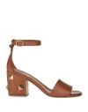 Valentino Garavani Woman Sandals Brown Size 7 Leather