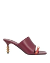 Valentino Garavani Woman Sandals Burgundy Size 8 Leather In Red