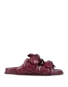 Valentino Garavani Woman Sandals Burgundy Size 8.5 Soft Leather In Red
