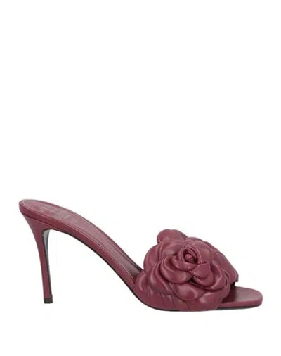 Valentino Garavani Woman Sandals Burgundy Size 8.5 Leather In Red