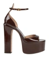 Valentino Garavani Woman Sandals Chocolate Brown Size 7 Leather In Brown