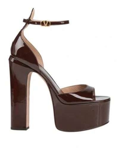 Valentino Garavani Woman Sandals Chocolate Brown Size 7 Leather