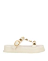 Valentino Garavani Woman Sandals Cream Size 10 Soft Leather In White