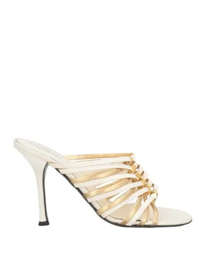 Valentino Garavani Woman Sandals Cream Size 7 Leather In Multi